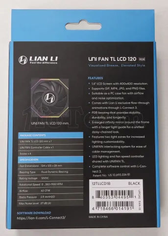 Photo de Ventilateur de boitier Lian Li Uni Fan TL LCD RGB - 12cm (Noir) - SN LSQD0229B/LSQD0118B - ID 213679