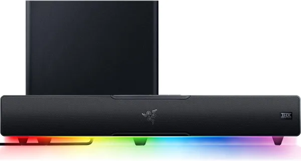 Le design élégant et moderne en noir du Razer Leviathan V2 X s'intègre parfaitement dans tout environnement de divertissement.