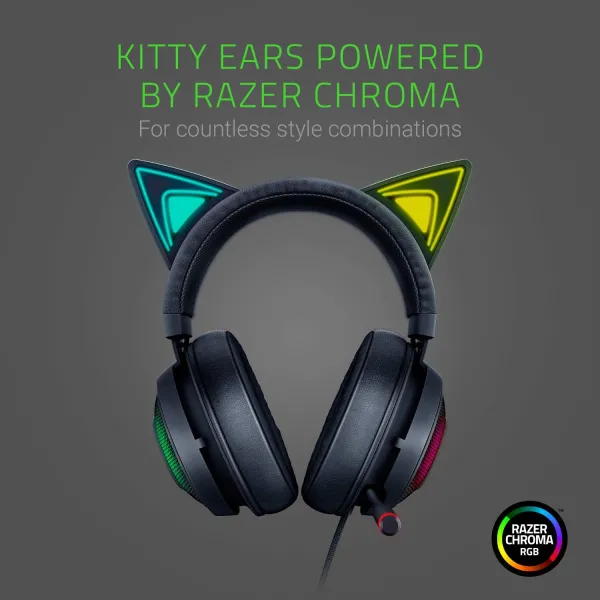 Le microphone hypercariode détachable du Razer Kraken Kitty assure des communications d'une clarté exceptionnelle